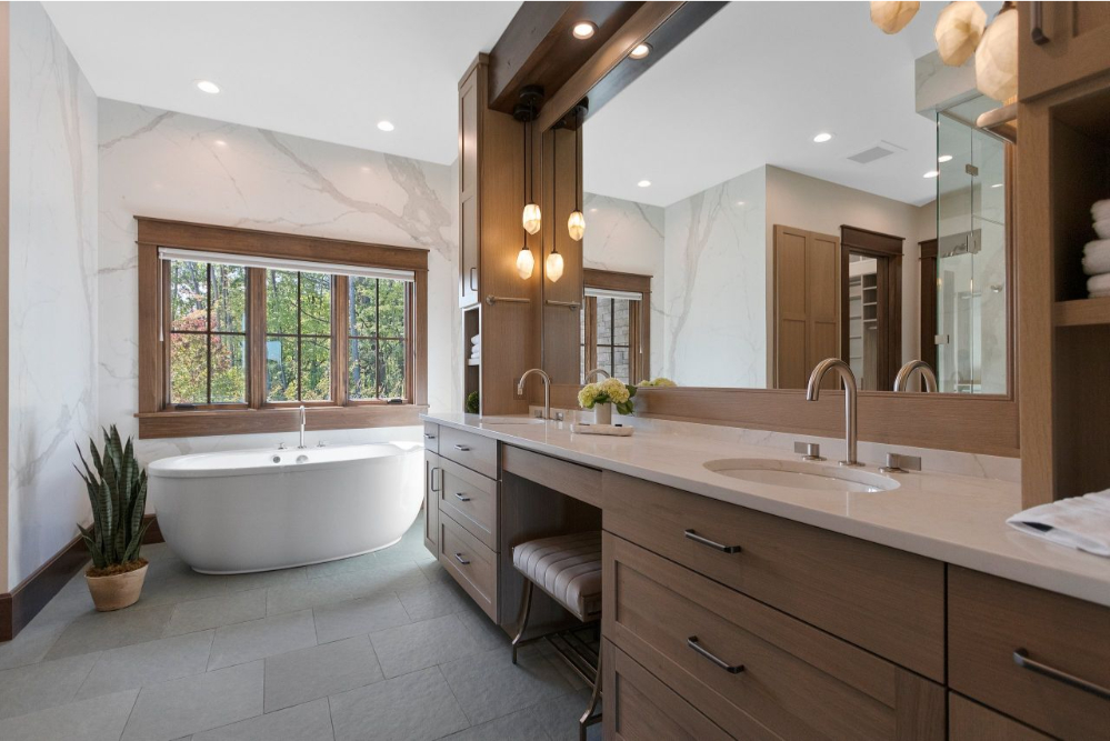 New Construction Mountain Chalet Retreat Bathroom