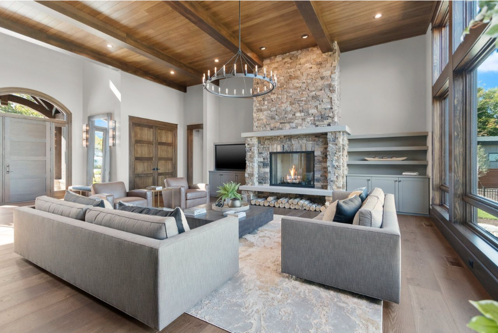 New Construction Mountain Chalet Retreat Living Room