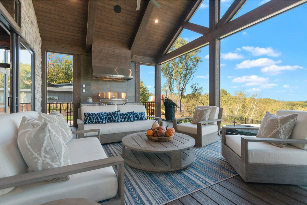 New Construction Mountain Chalet Retreat Outdoor Living Area